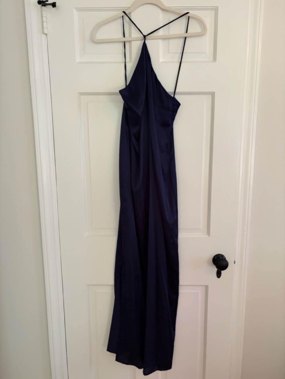 Midnight Blue Cross-Back Satin Dress - Picture 2 of 3